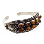Tibetan Amber Sterling Silver Bracelet